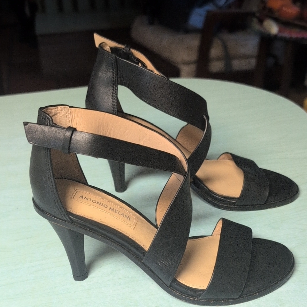 ANTONIO MELANI Black Strappy Heels - Picture 2 of 7